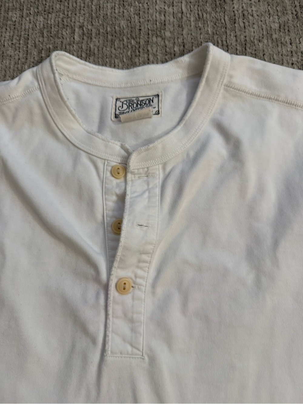 Bronson MFG Co White Long Sleeve Henley Shirt Vintage Collection Size L - Picture 2 of 8